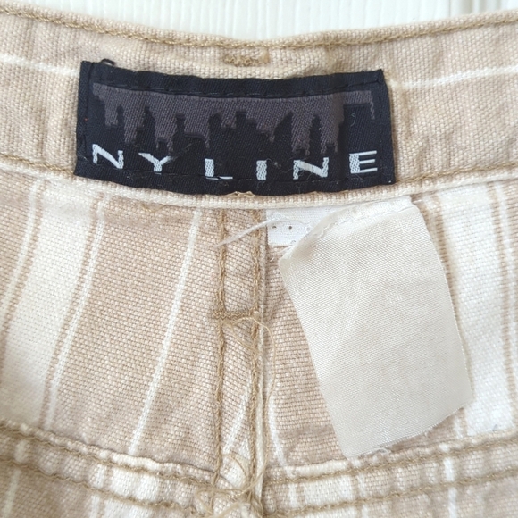 NY Line 90's Vintage Classic Striped High Waisted Tapered Leg Pants Tan White 28 - Picture 10 of 15